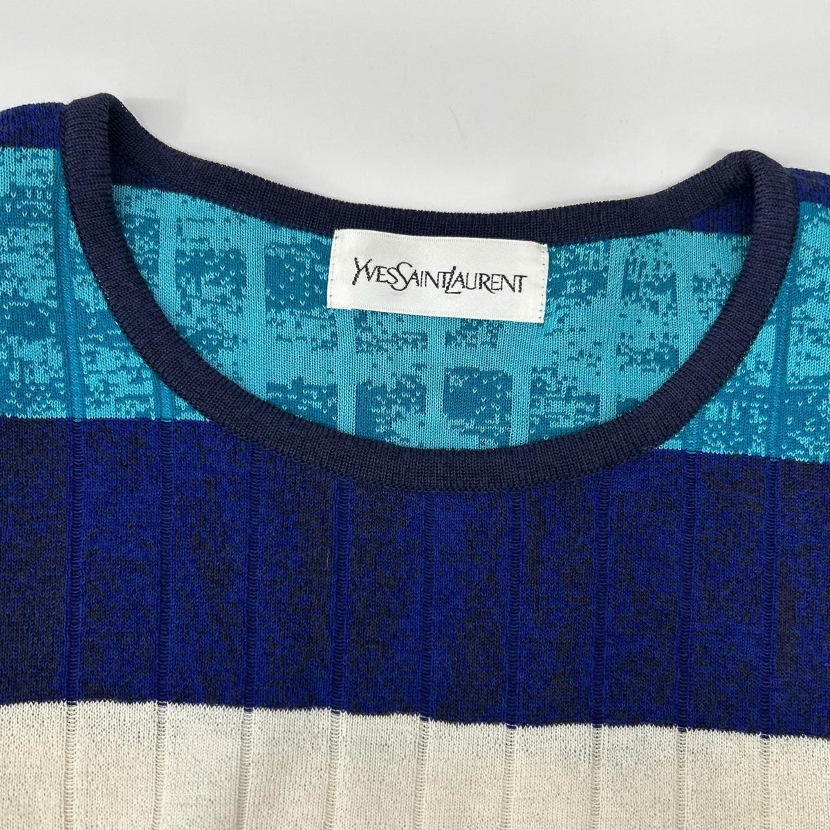 YvesSaintLaurent イヴサンローラン SK-87-076 ブルー 半袖 ニット トップス