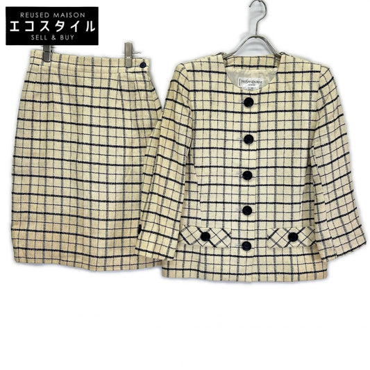 YvesSaintLaurent イヴサンローラン ベージュ リネン ジャケット/スカート セットアップ スーツ セットアップ
