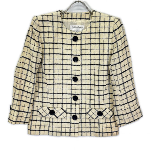 YvesSaintLaurent イヴサンローラン ベージュ リネン ジャケット/スカート セットアップ スーツ セットアップ