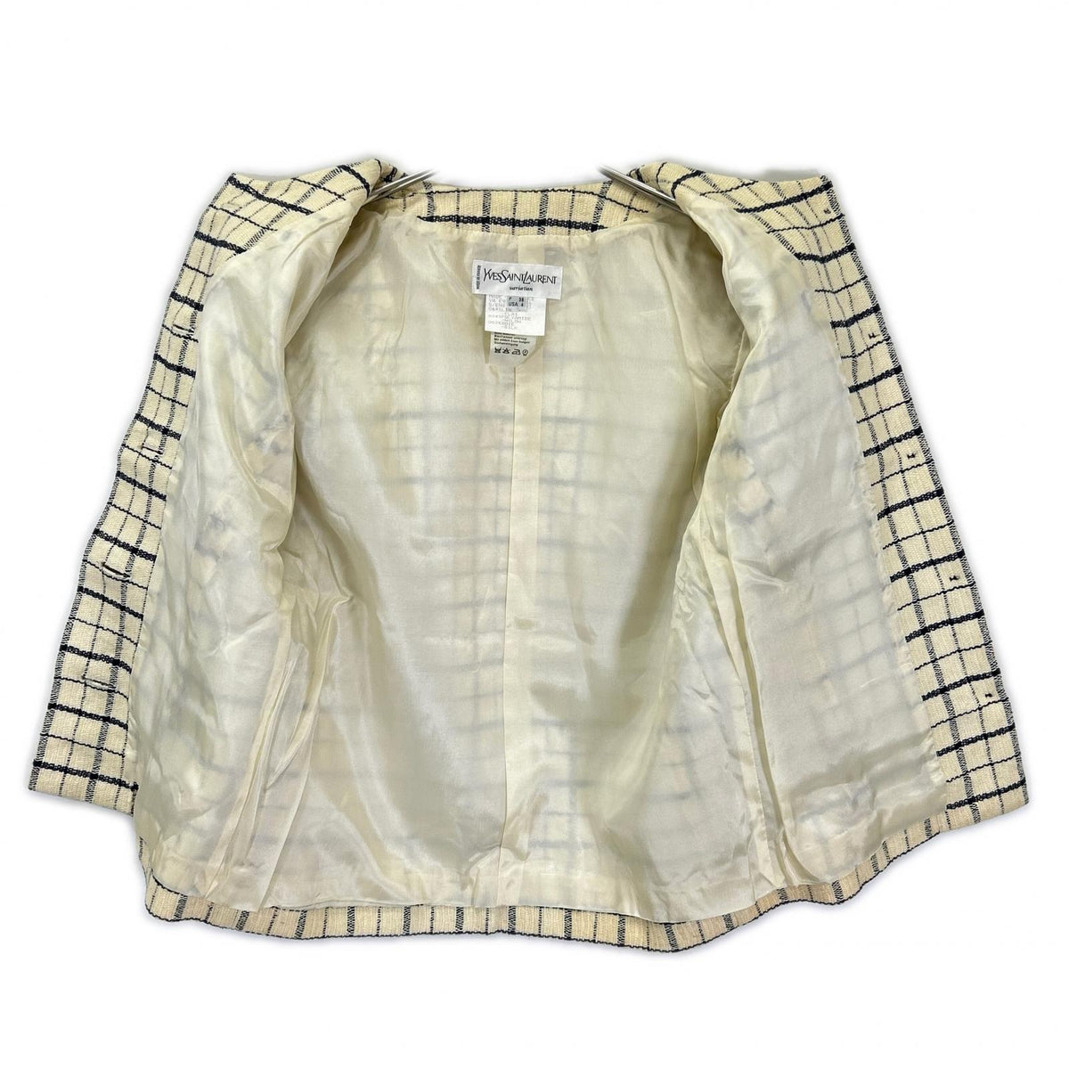 Yves Saint Laurent Yves Saint Laurent beige linen jacket/skirt matching suit set-up suit set-up