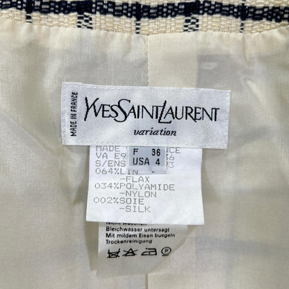 Yves Saint Laurent Yves Saint Laurent beige linen jacket/skirt matching suit set-up suit set-up
