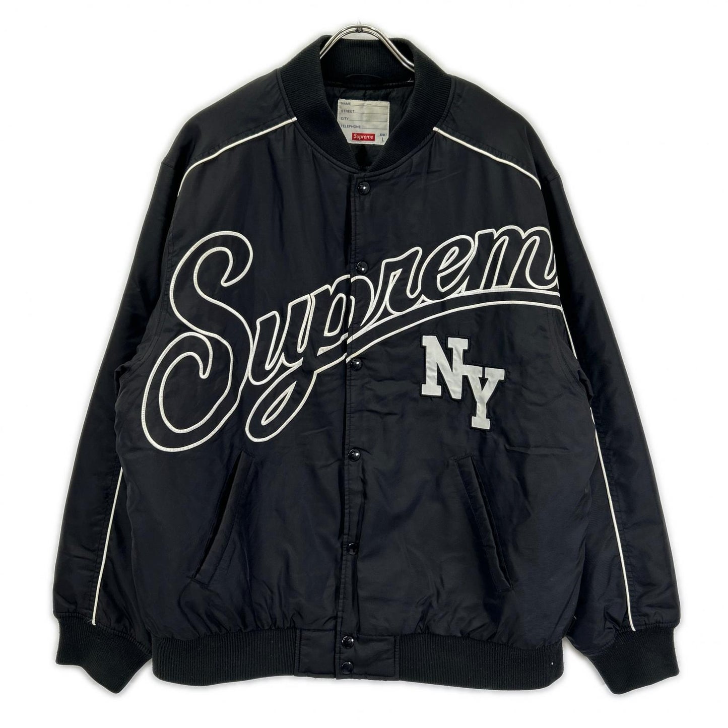 Supreme シュプリーム ブラック Contrast Script Varsity Jacket ジャケット