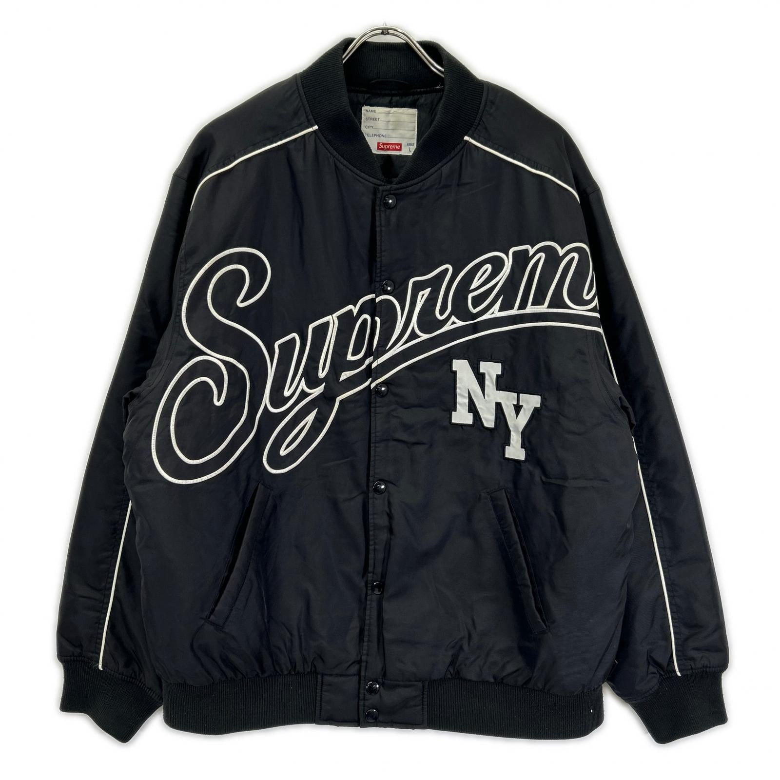 Supreme シュプリーム ブラック Contrast Script Varsity Jacket ジャケット