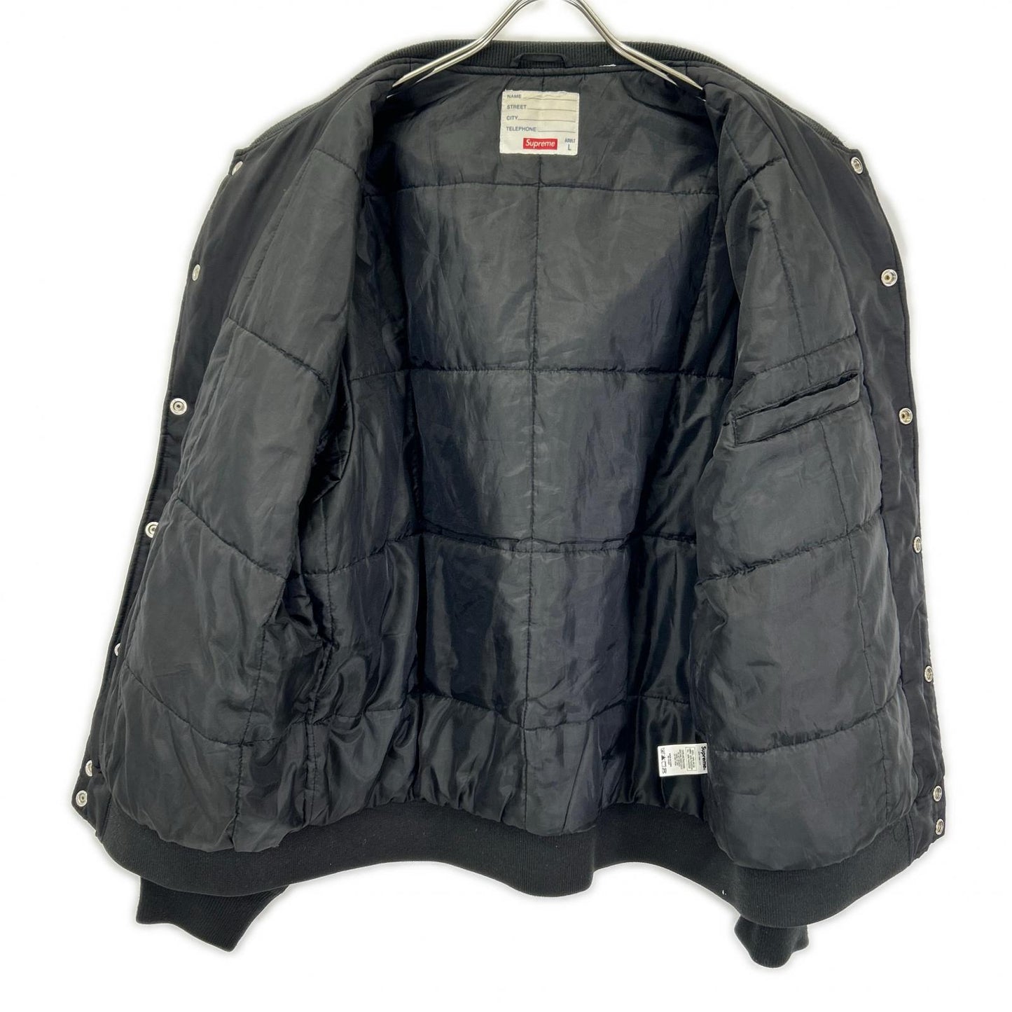 Supreme シュプリーム ブラック Contrast Script Varsity Jacket ジャケット