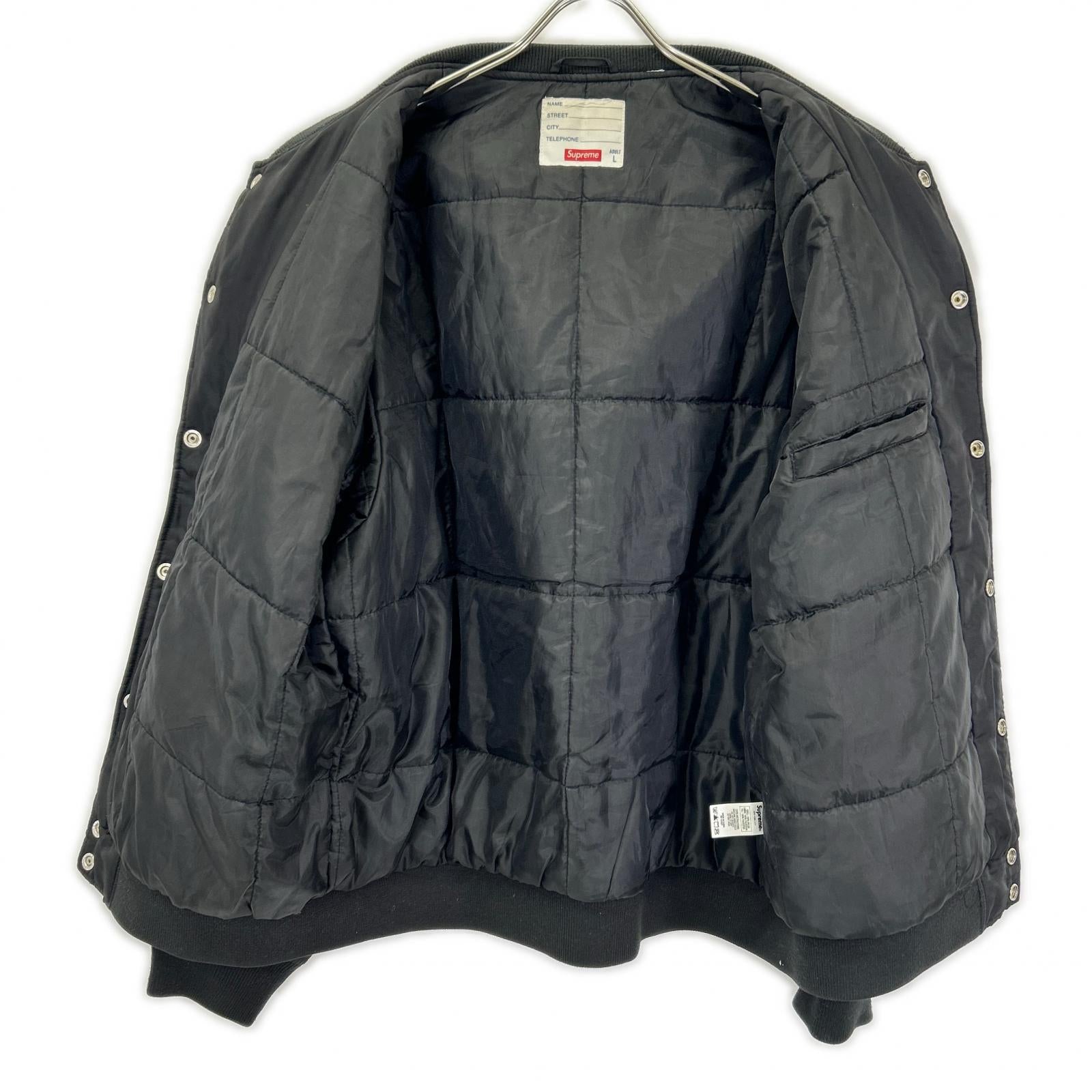 Supreme シュプリーム ブラック Contrast Script Varsity Jacket ジャケット