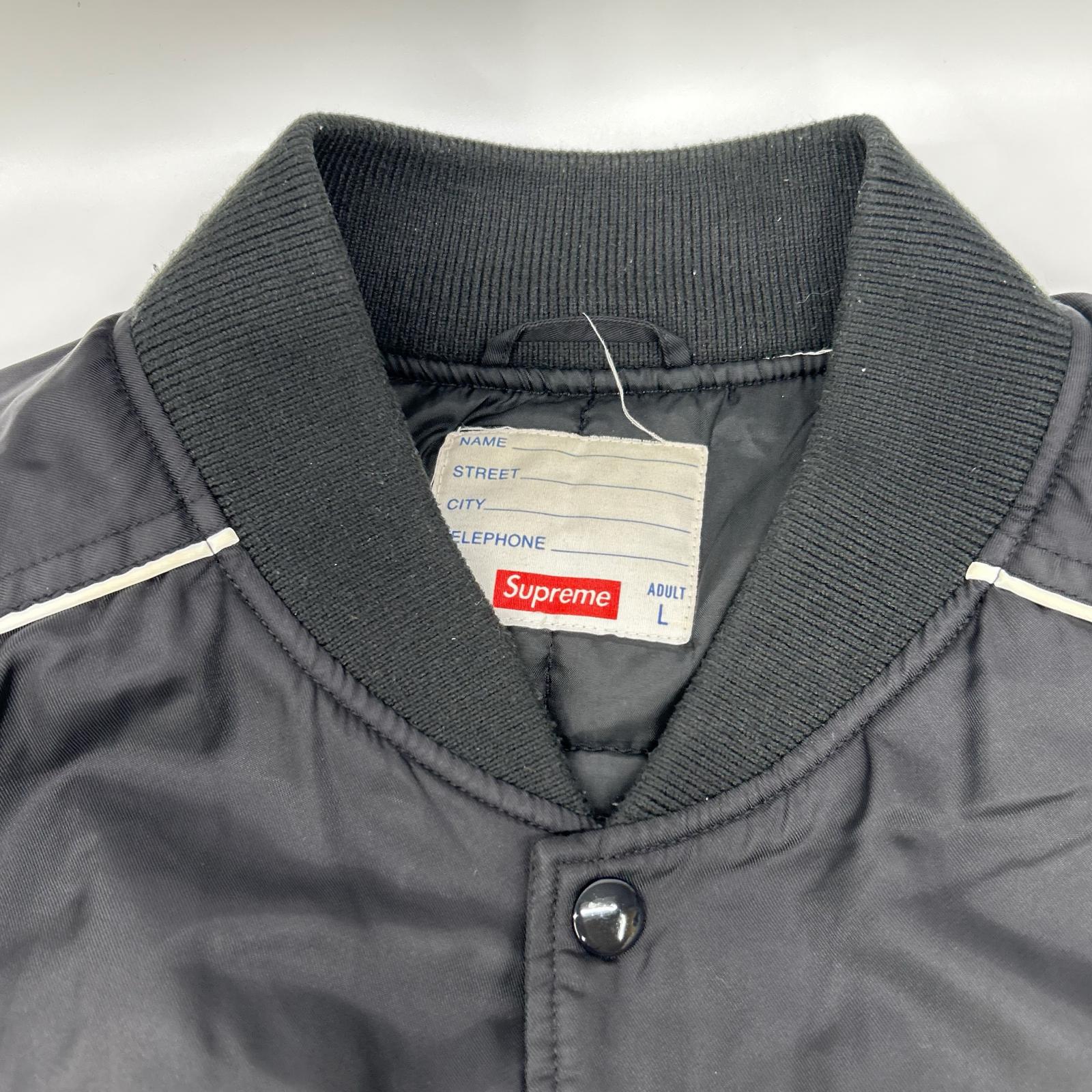 Supreme シュプリーム ブラック Contrast Script Varsity Jacket ジャケット