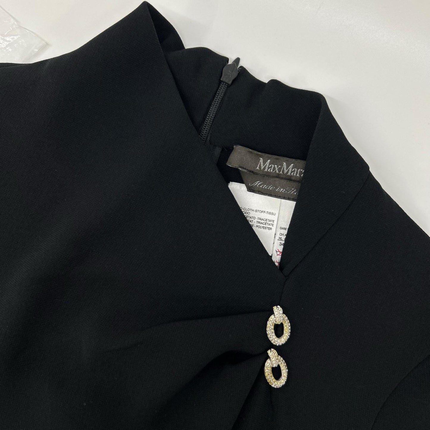 Max Mara マックスマーラ ブラック アクセサリー付き バックジップ ドレスワンピース ワンピース