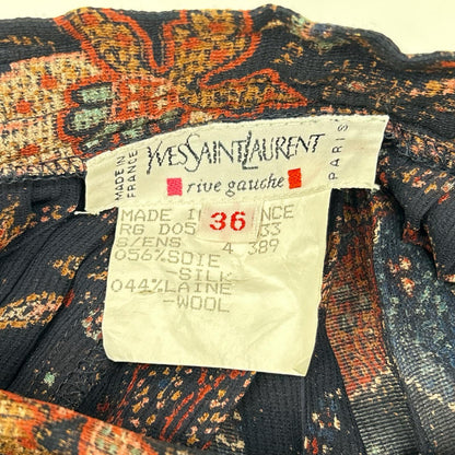 YvesSaintLaurent イヴサンローラン ネイビー シルク プリーツ スカート スカート