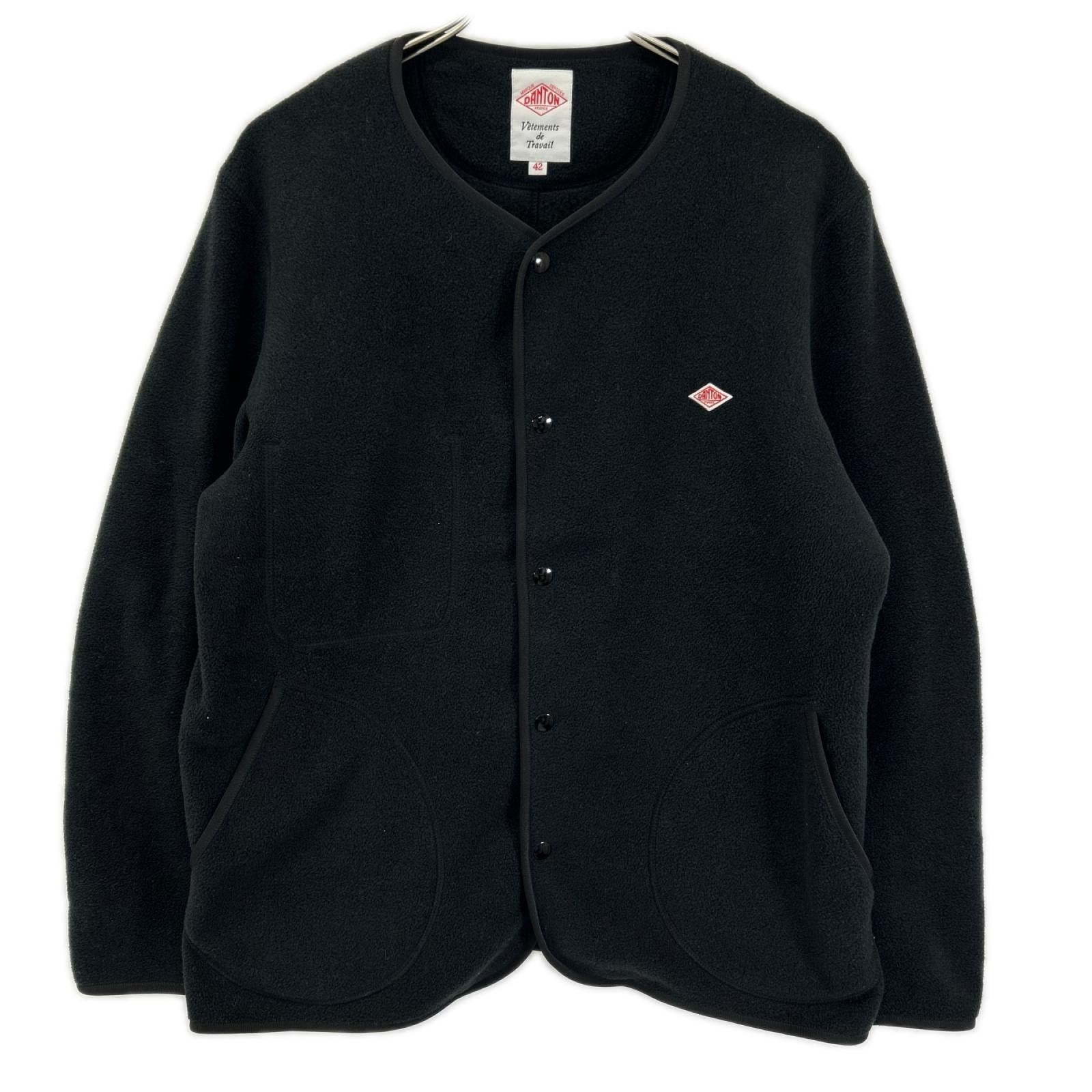DANTON ダントン JD8939 ブラック ノーカラーフリースカーディガン トップス