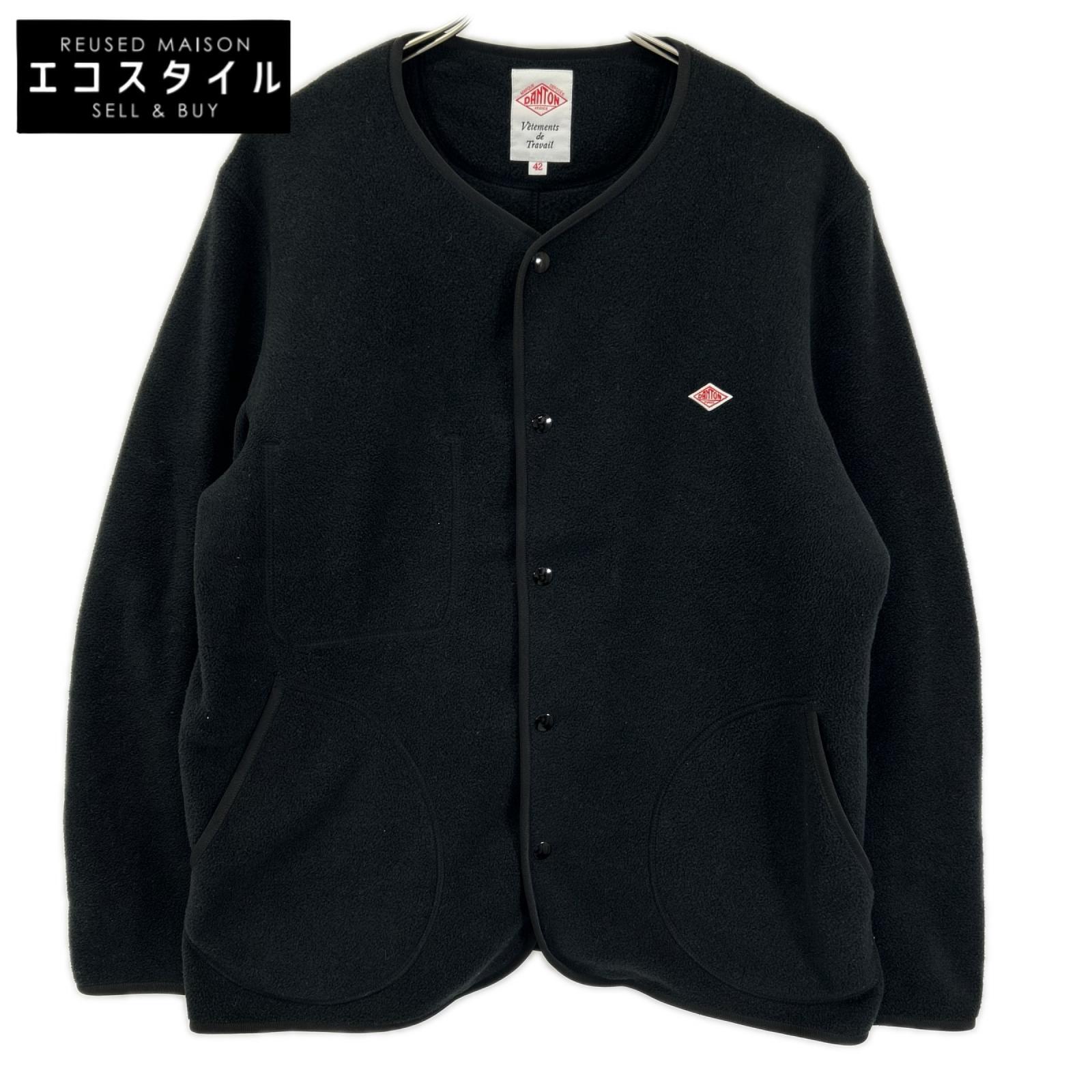 DANTON ダントン JD8939 ブラック ノーカラーフリースカーディガン トップス