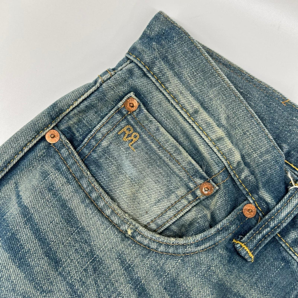 RRL ダブルアールエル スリムフィット リペア加工 セルビッジ デニムパンツ ボトムス