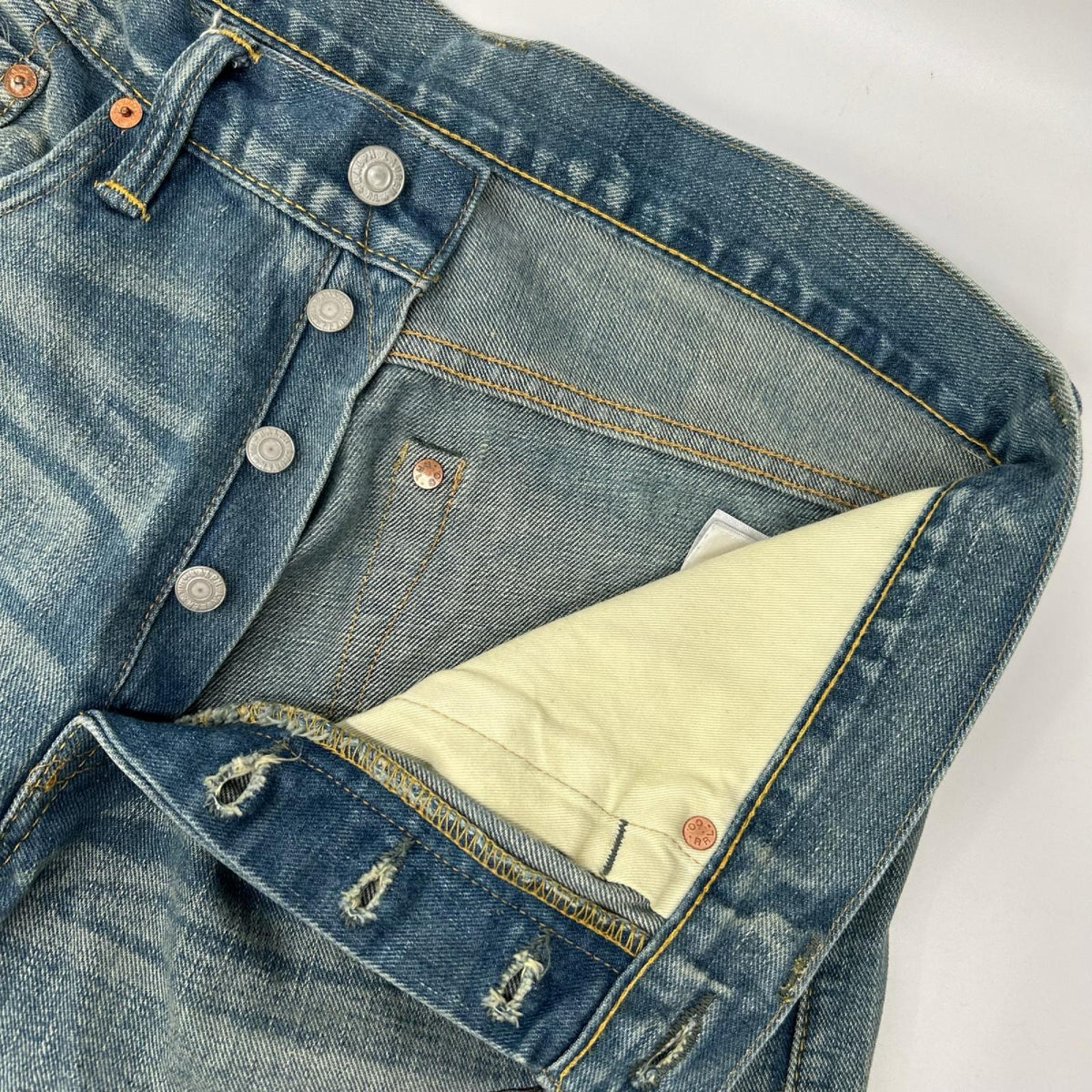 RRL ダブルアールエル スリムフィット リペア加工 セルビッジ デニムパンツ ボトムス