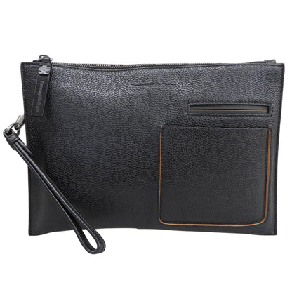 Ermenegildo Zegna エルメネジルドゼニア 美品 レザー クラッチバッグ セカンドバッグ メンズ ブラック セカンドバッグ クラッチバッグ
