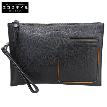 Ermenegildo Zegna エルメネジルドゼニア 美品 レザー クラッチバッグ セカンドバッグ メンズ ブラック セカンドバッグ クラッチバッグ
