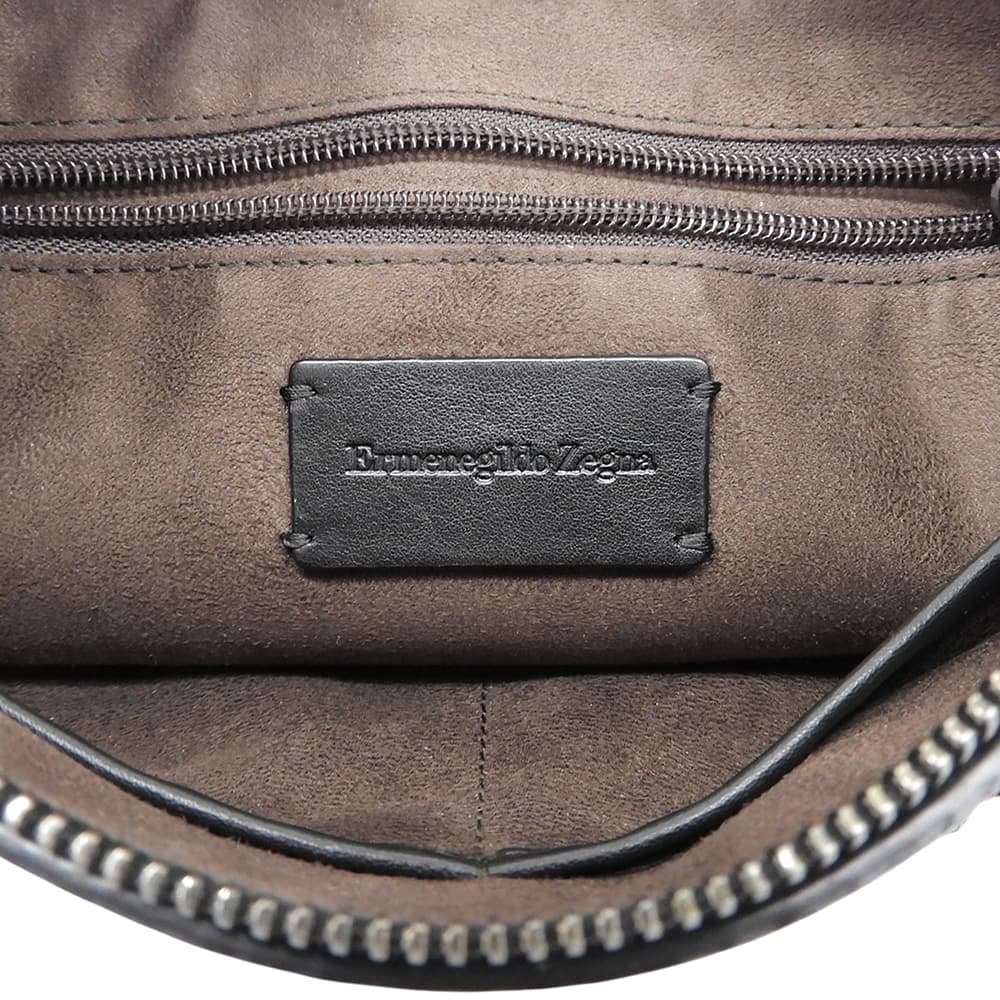 Ermenegildo Zegna エルメネジルドゼニア 美品 レザー クラッチバッグ セカンドバッグ メンズ ブラック セカンドバッグ クラッチバッグ