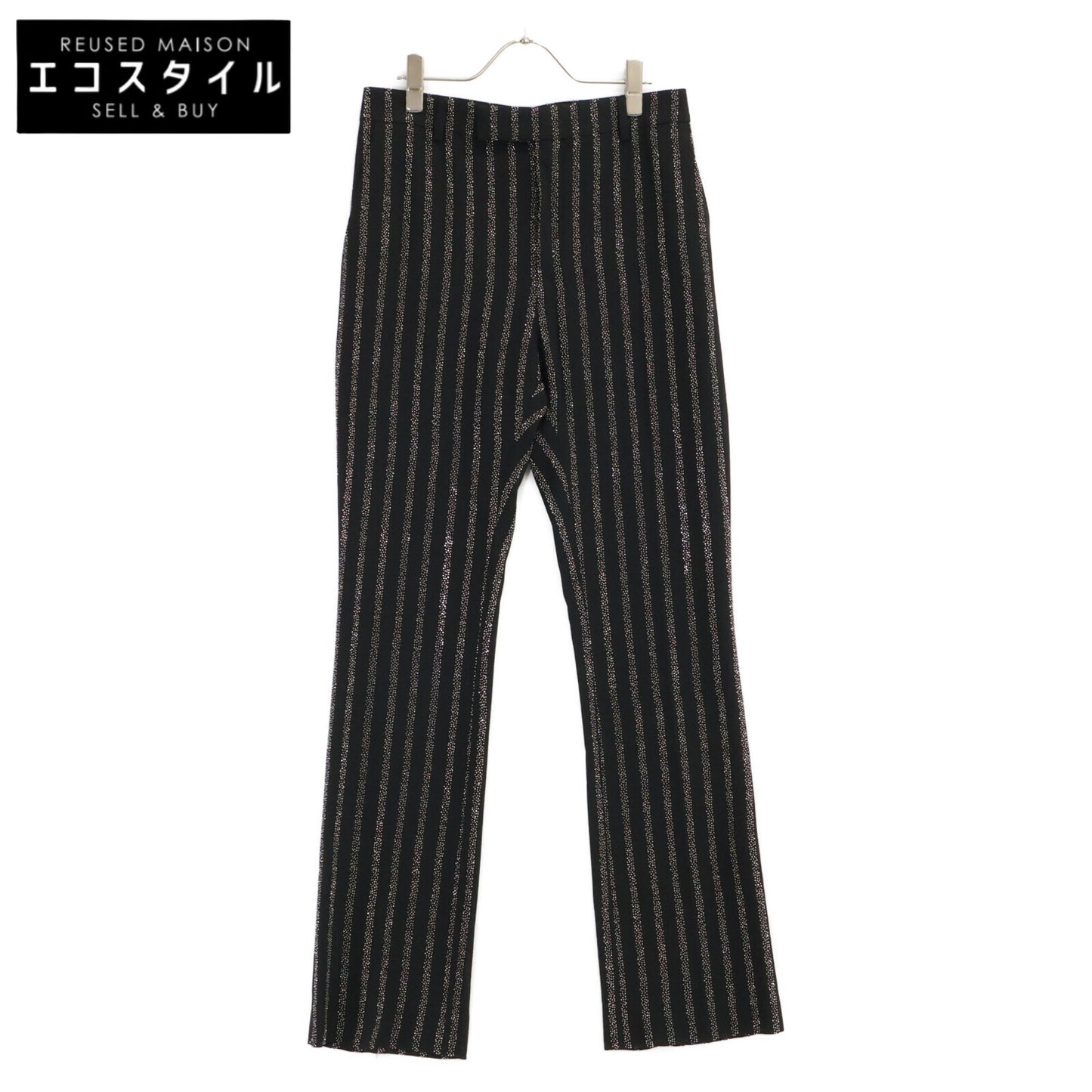 CELINE セリーヌ 【美品/国内正規】2P401930R Flared Cropped Pants in Viscose Sablé - Studded Stripes スタッズストライプ フレアパンツ ボトムス