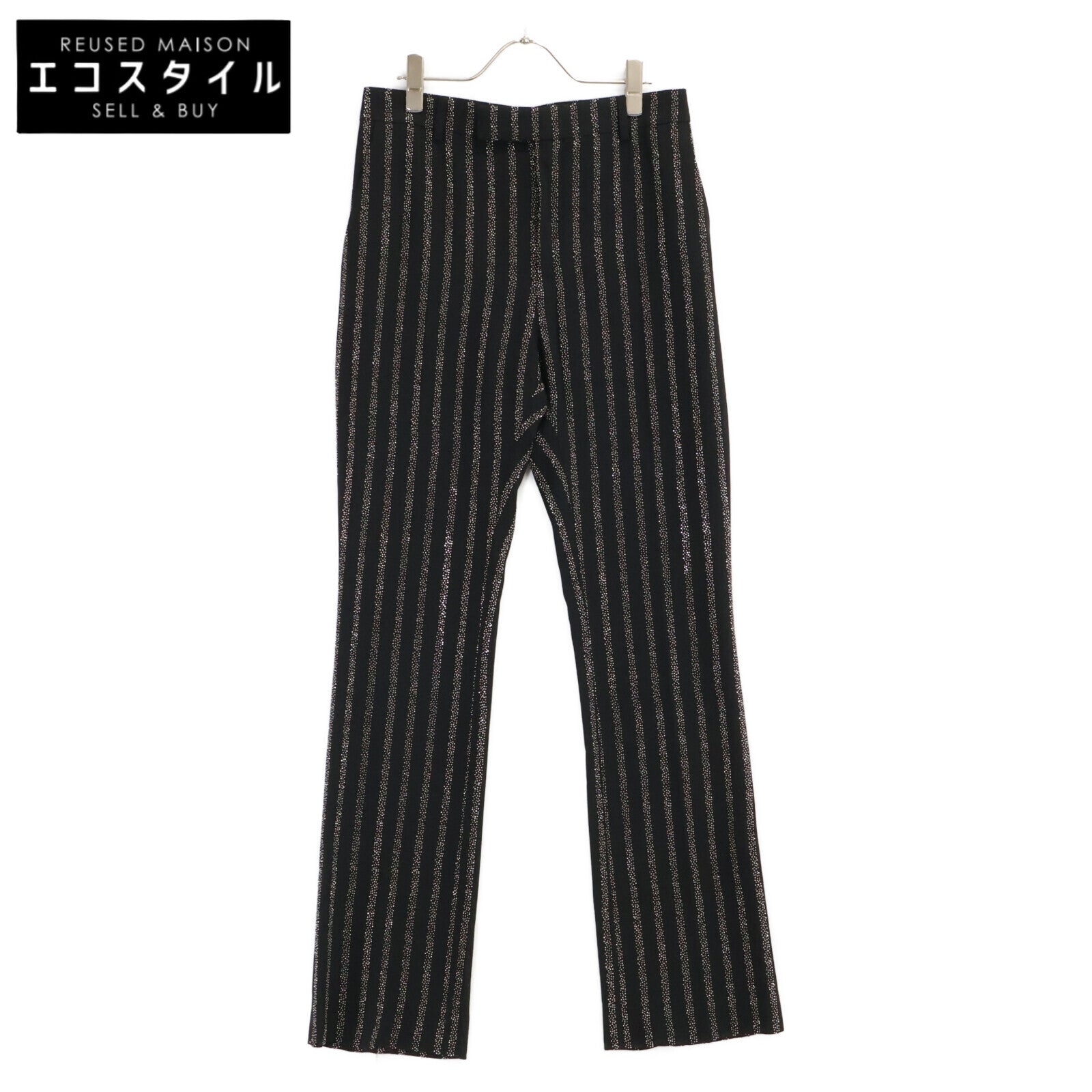 CELINE セリーヌ 【美品/国内正規】2P401930R Flared Cropped Pants in Viscose Sablé - Studded Stripes スタッズストライプ フレアパンツ ボトムス