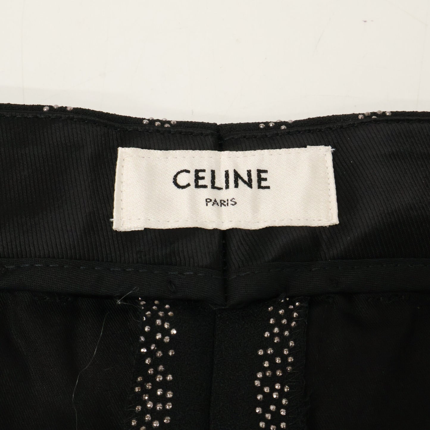 CELINE セリーヌ 【美品/国内正規】2P401930R Flared Cropped Pants in Viscose Sablé - Studded Stripes スタッズストライプ フレアパンツ ボトムス