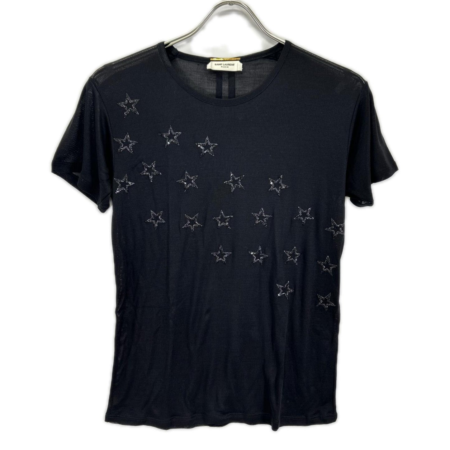 SAINT LAURENT PARIS サンローランパリ 395398 15年 ブラック シルク スター カットソー トップス