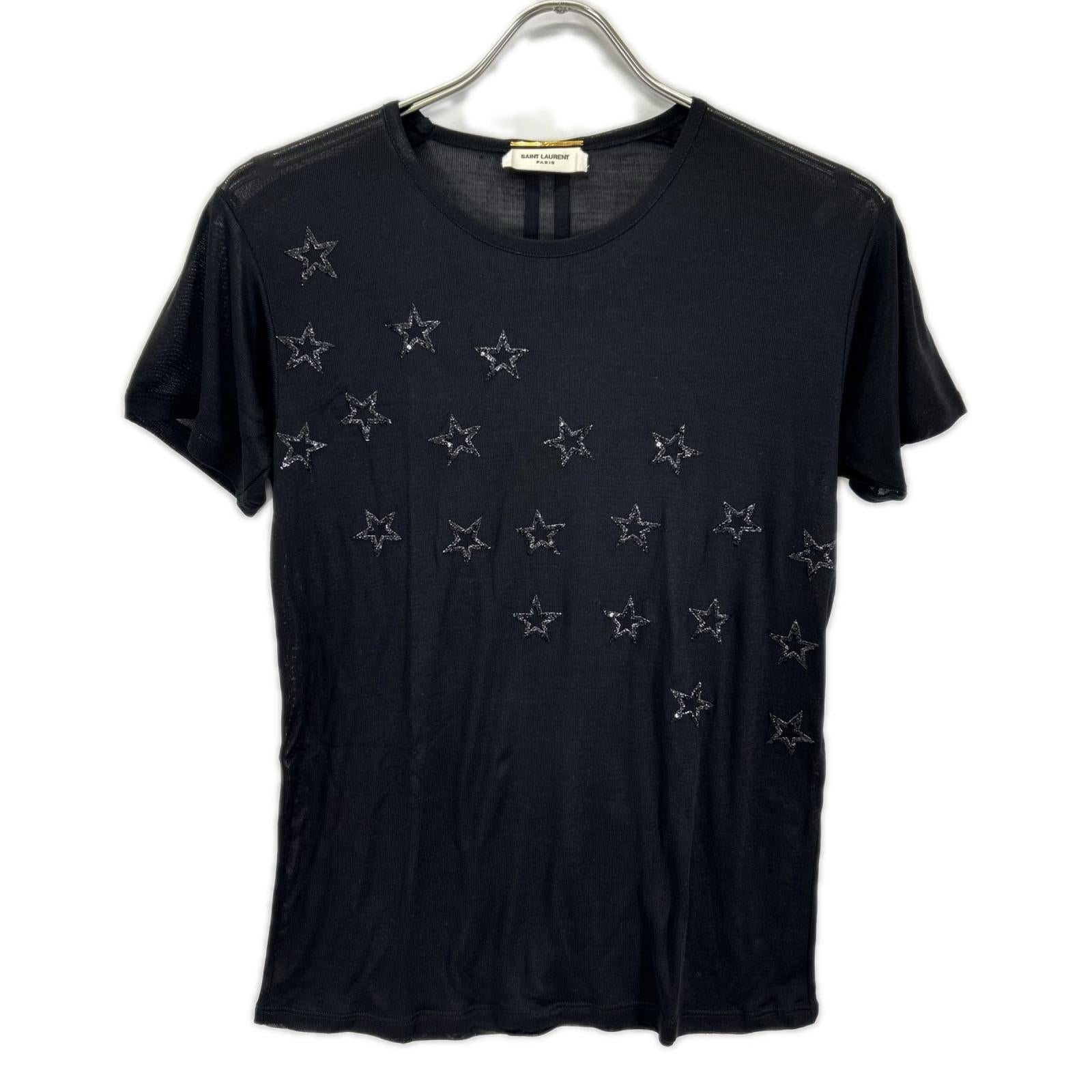 SAINT LAURENT PARIS サンローランパリ 395398 15年 ブラック シルク スター カットソー トップス