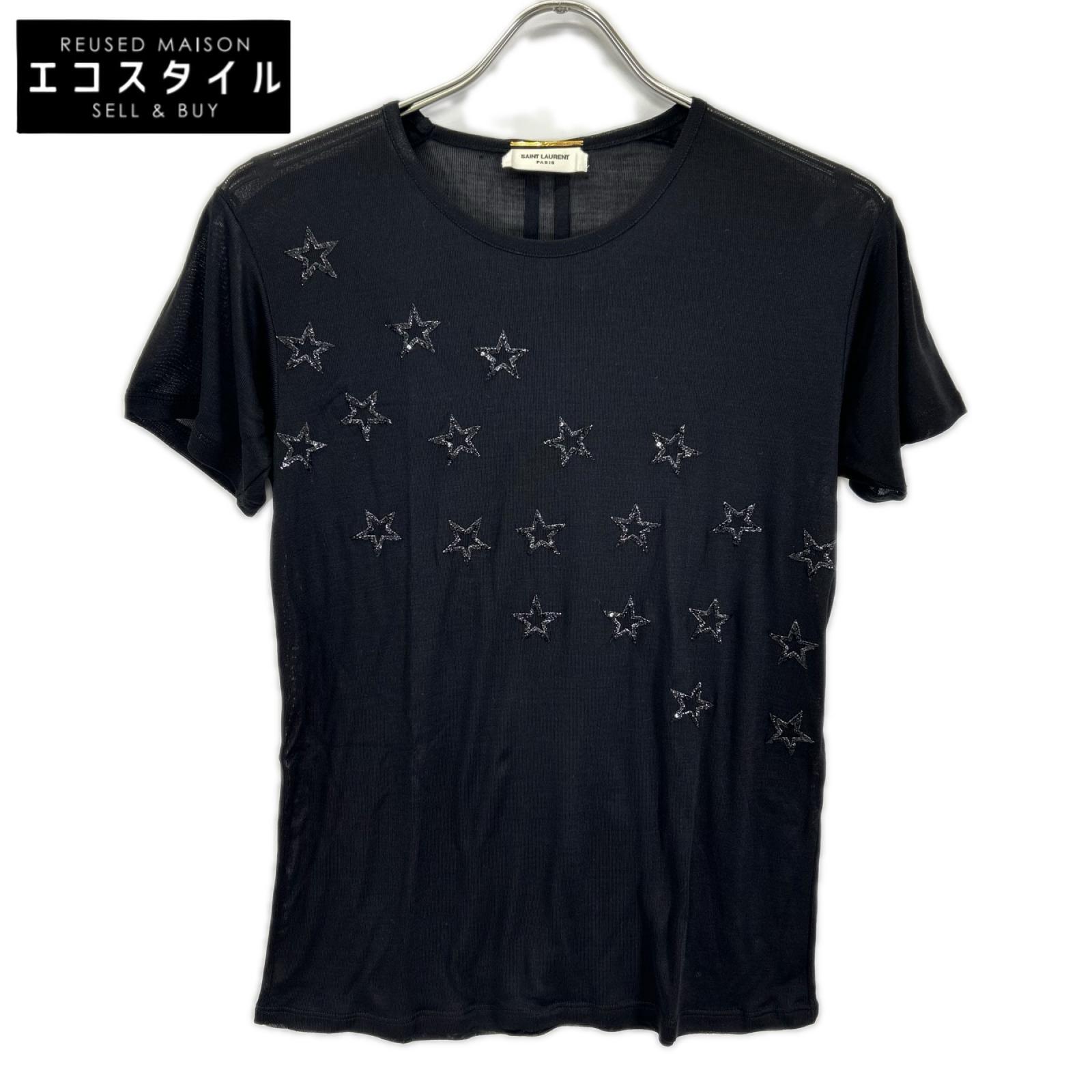 SAINT LAURENT PARIS サンローランパリ 395398 15年 ブラック シルク スター カットソー トップス