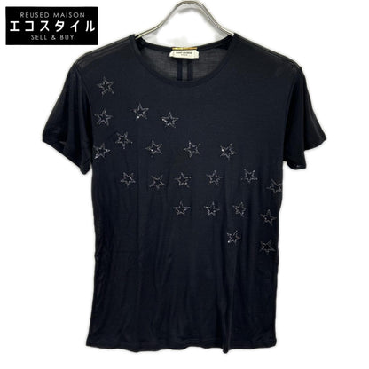 SAINT LAURENT PARIS サンローランパリ 395398 15年 ブラック シルク スター カットソー トップス