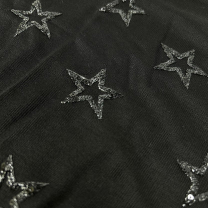 SAINT LAURENT PARIS サンローランパリ 395398 15年 ブラック シルク スター カットソー トップス