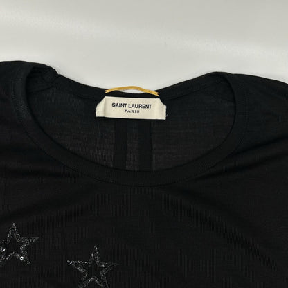 SAINT LAURENT PARIS サンローランパリ 395398 15年 ブラック シルク スター カットソー トップス