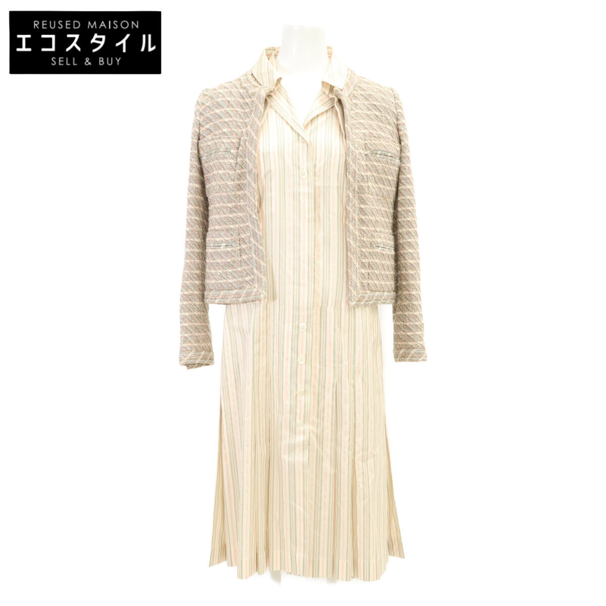 CHANEL シャネル 【美品】03P P20660W03114/P20656V12140 シャツドッキング ツイードジャケット/ワンピース セットアップ スーツ セットアップ