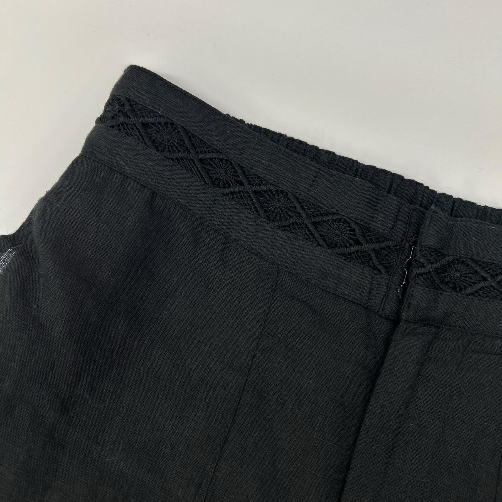 ne quittez pas ヌキテパ 010621GF3 ブラック コットンリネン ピンタック&レースパンツ ボトムス