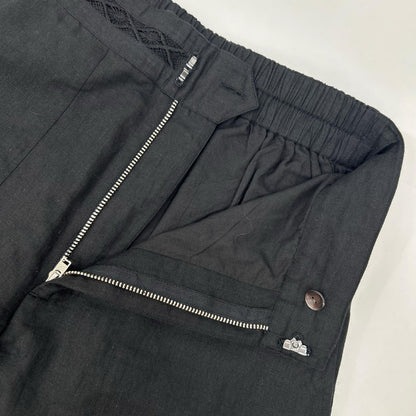 ne quittez pas ヌキテパ 010621GF3 ブラック コットンリネン ピンタック&レースパンツ ボトムス
