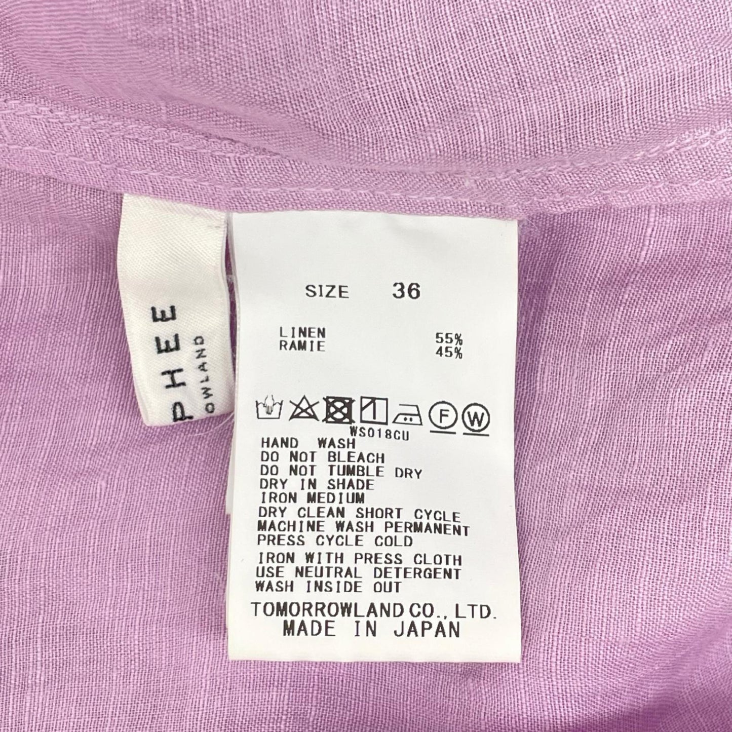 MACPHEE マカフィー パープル リネンラミーピースダイ バンドカラーシャツワンピース ワンピース