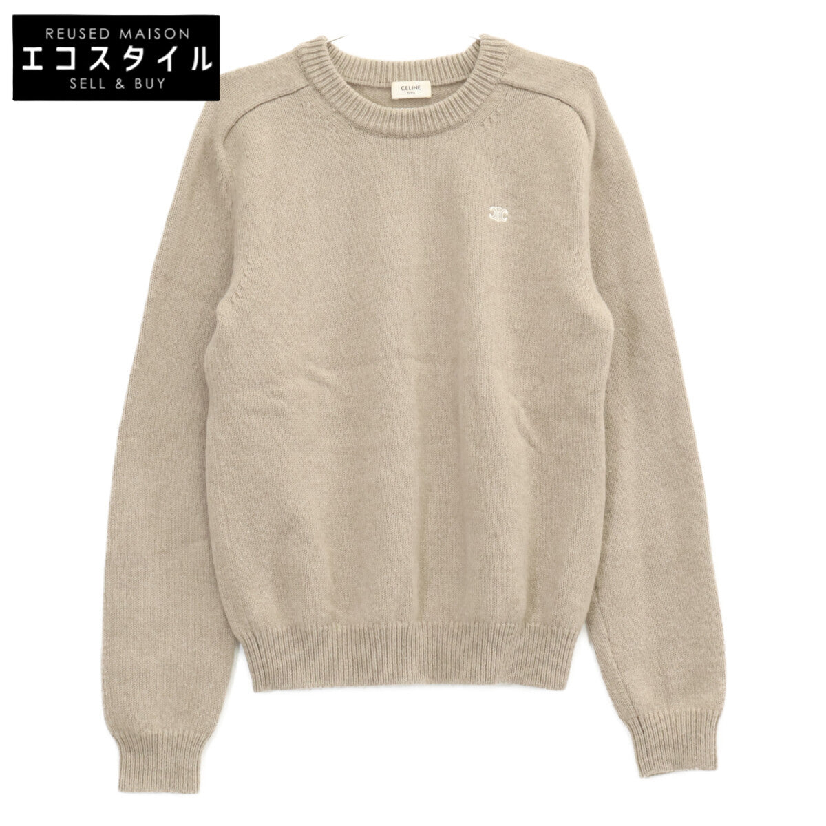 CELINE セリーヌ 【国内正規/23AW】23ZE6048T.03SD ウールｘカシミヤ トリオンフ刺繍 クルーネック ニットセーター トップス