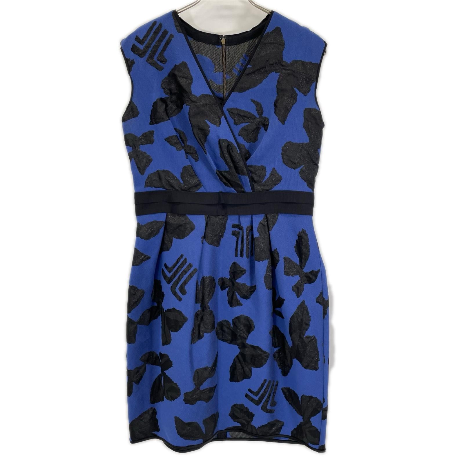 LANVIN COLLECTION ランバンコレクション 2925320 ブルー ジャカードミディ丈ワンピースノースリーブワンピース ワンピース