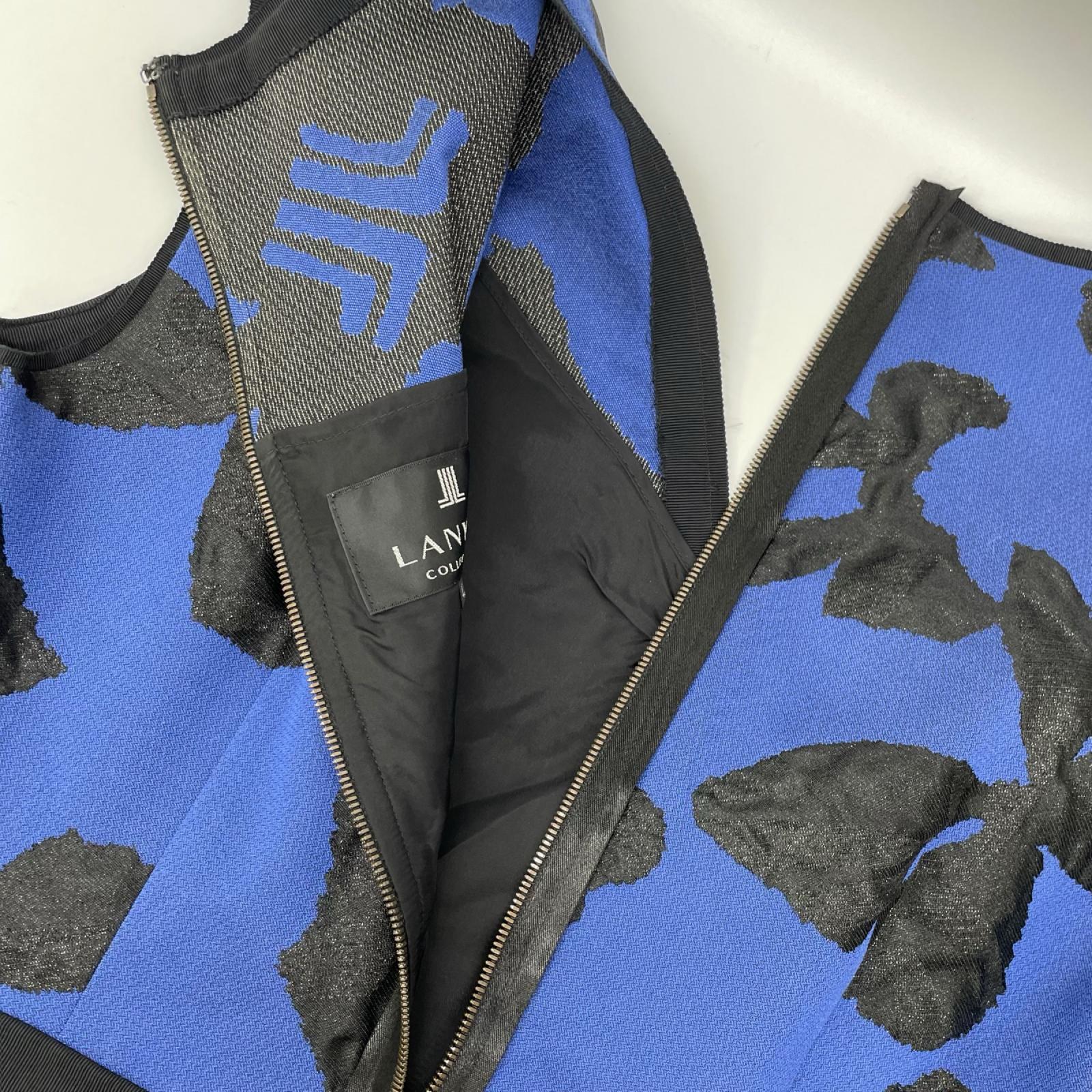 LANVIN COLLECTION ランバンコレクション 2925320 ブルー ジャカードミディ丈ワンピースノースリーブワンピース ワンピース