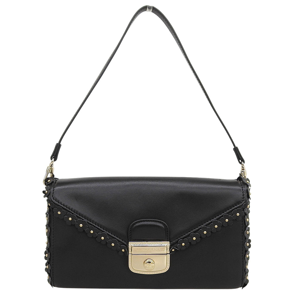 Longchamp ロンシャン マドモワゼル 花びらモチーフ レザー ハンドバッグ レディース 黒 ブラック 1118698 ハンドバッグ
