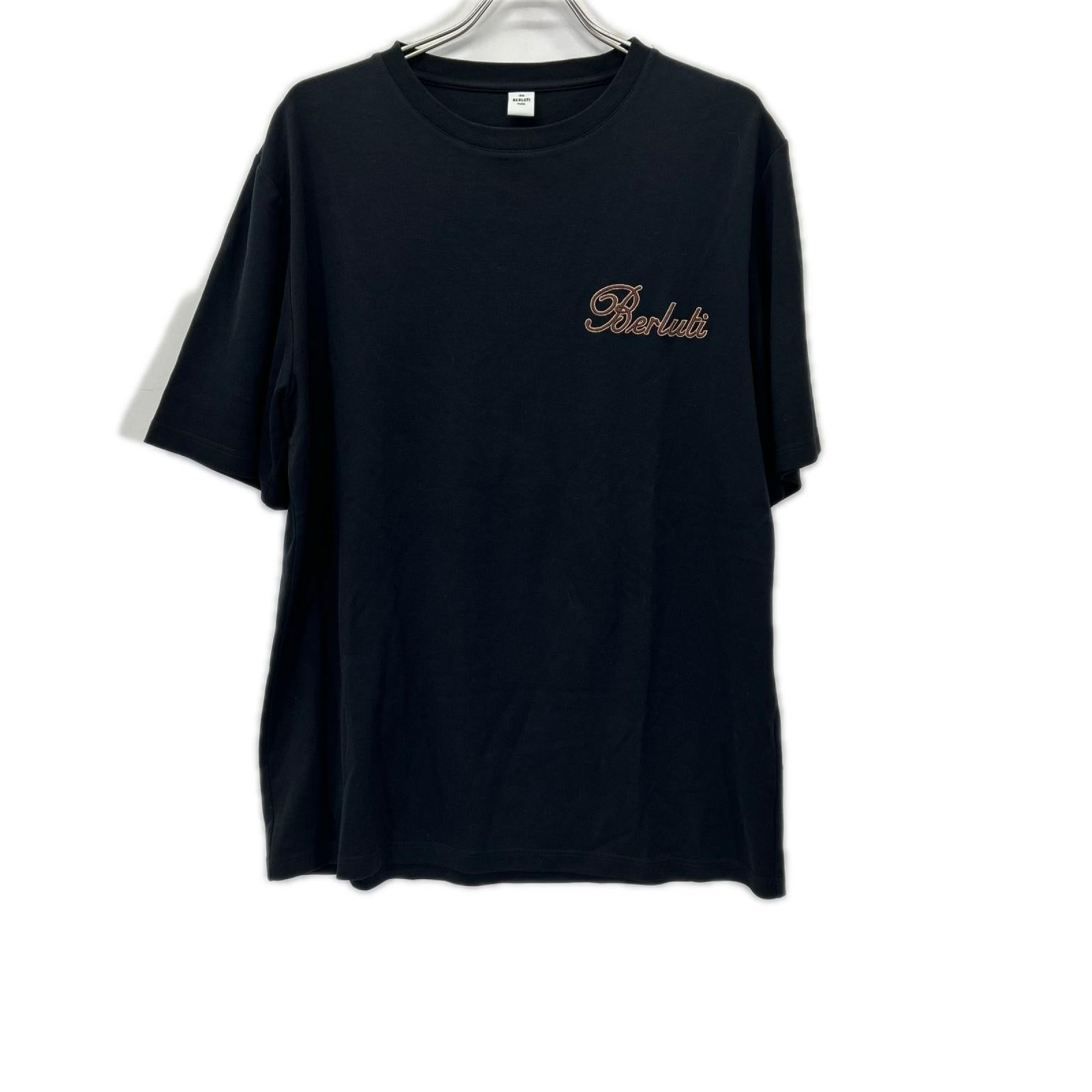 berluti ベルルッティ R23JRS84JAEK 黒 ロゴ刺繍Tシャツ トップス