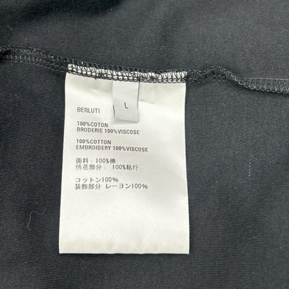 berluti ベルルッティ R23JRS84JAEK 黒 ロゴ刺繍Tシャツ トップス