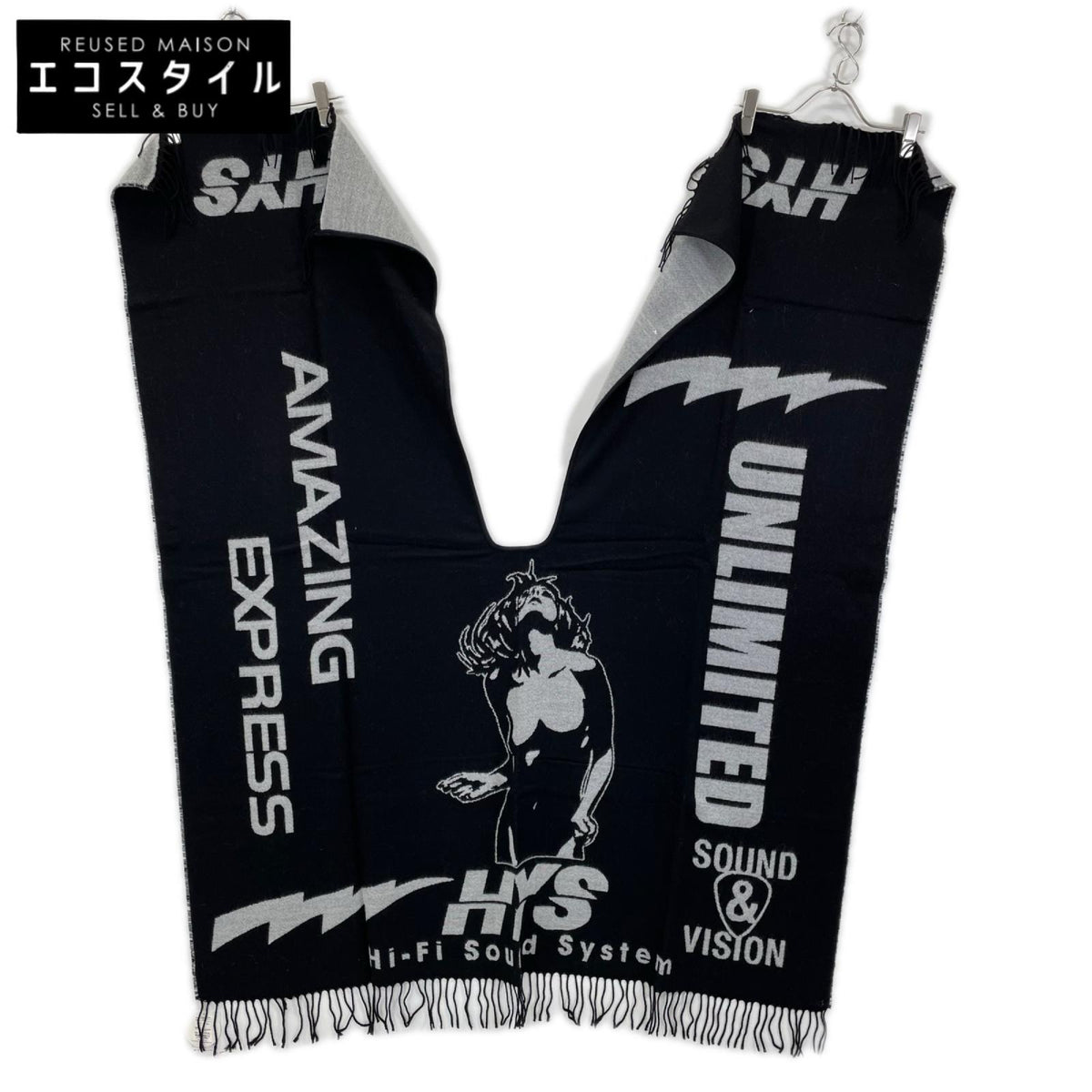 HYSTERIC GLAMOUR ヒステリックグラマー 02203QC02996 ブラック ロゴ ポンチョ ストール