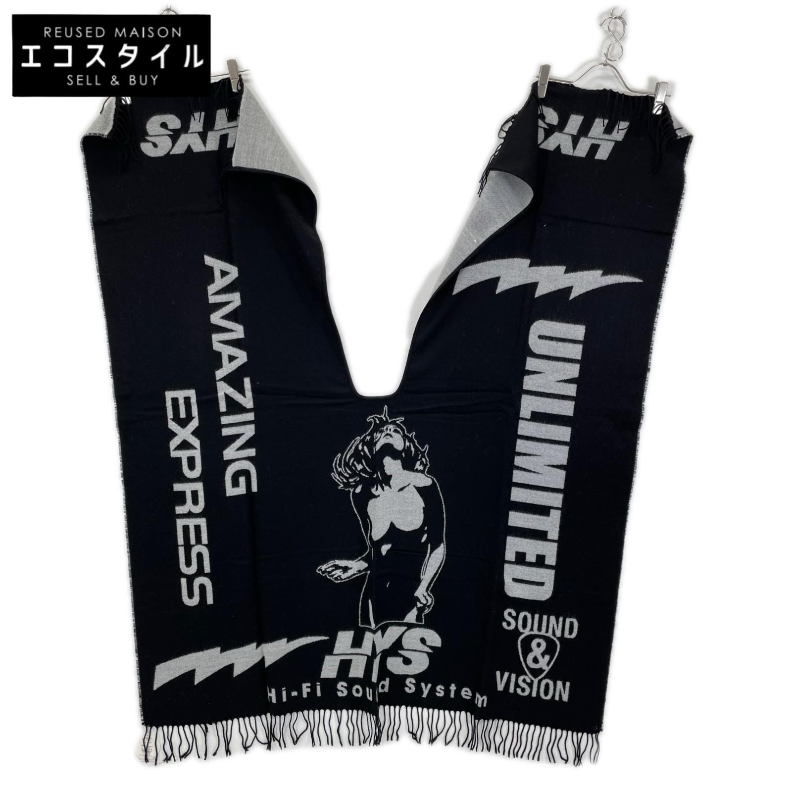 HYSTERIC GLAMOUR ヒステリックグラマー 02203QC02996 ブラック ロゴ ポンチョ ストール
