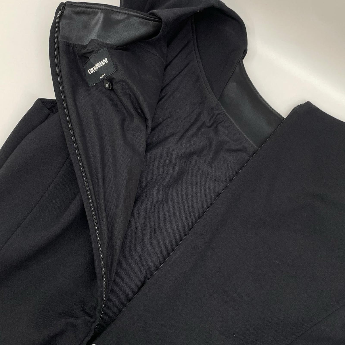 GIORGIOARMANI ジョルジオアルマーニ 黒タグ ブラック バックジップ ノースリーブワンピース ワンピース
