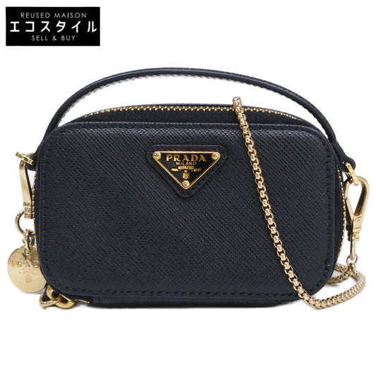 PRADA プラダ 美品 1NR025 サフィアーノ チェーンショルダーミニポーチ ショルダーバッグ