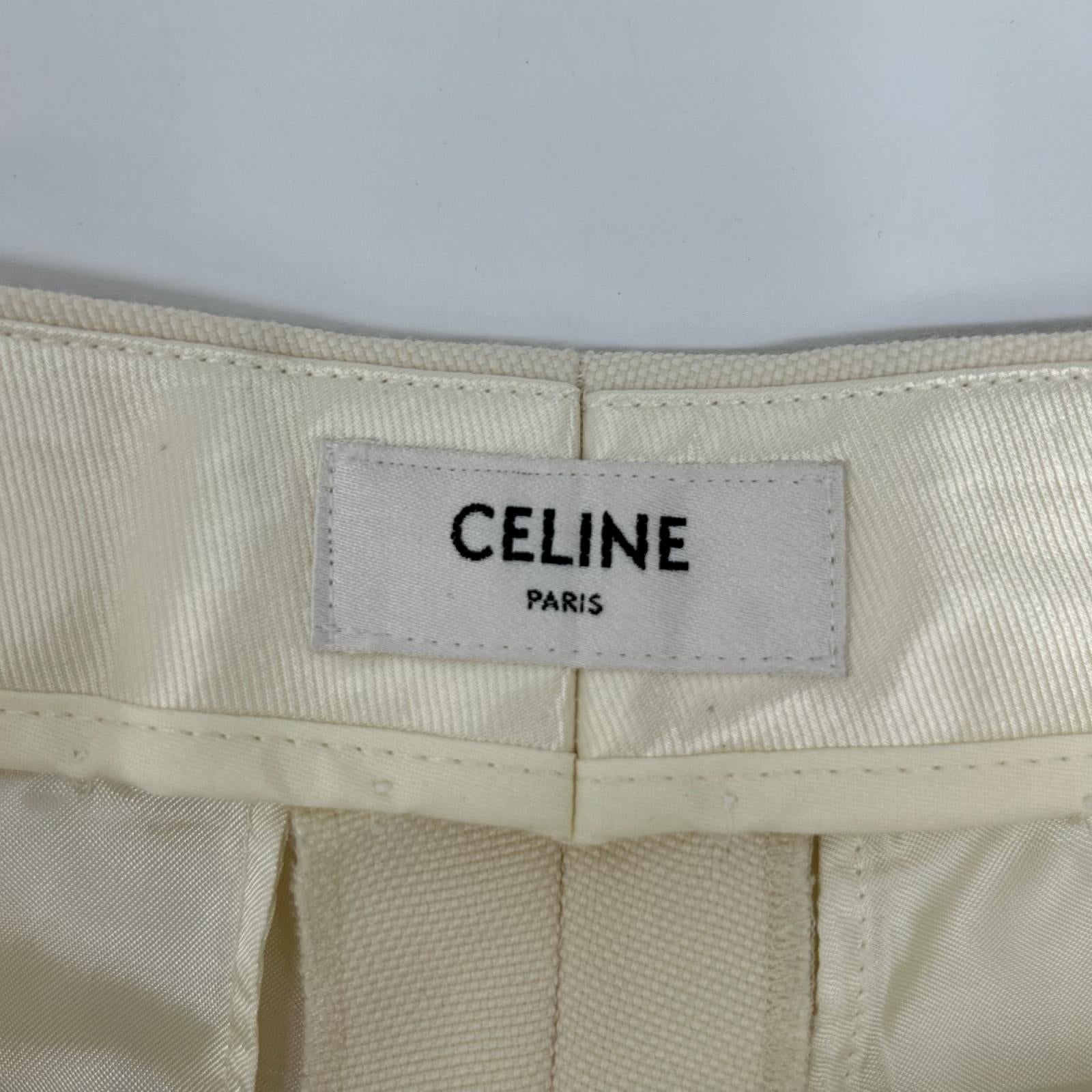 CELINE セリーヌ 2P860079S 23SS アイボリー モヘア混 スラックス ボトムス