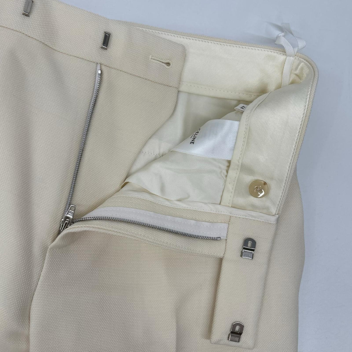 CELINE セリーヌ 2P860079S 23SS アイボリー モヘア混 スラックス ボトムス