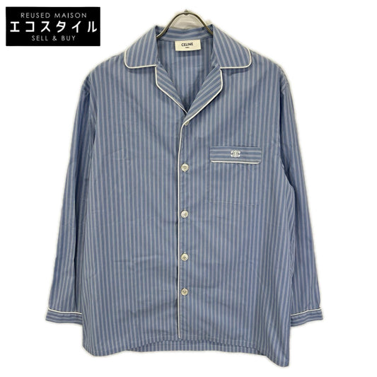 CELINE セリーヌ 2C73A870V.07CV ライトブルー ストライプパジャマ長袖シャツ トップス