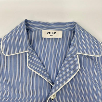 CELINE セリーヌ 2C73A870V.07CV ライトブルー ストライプパジャマ長袖シャツ トップス