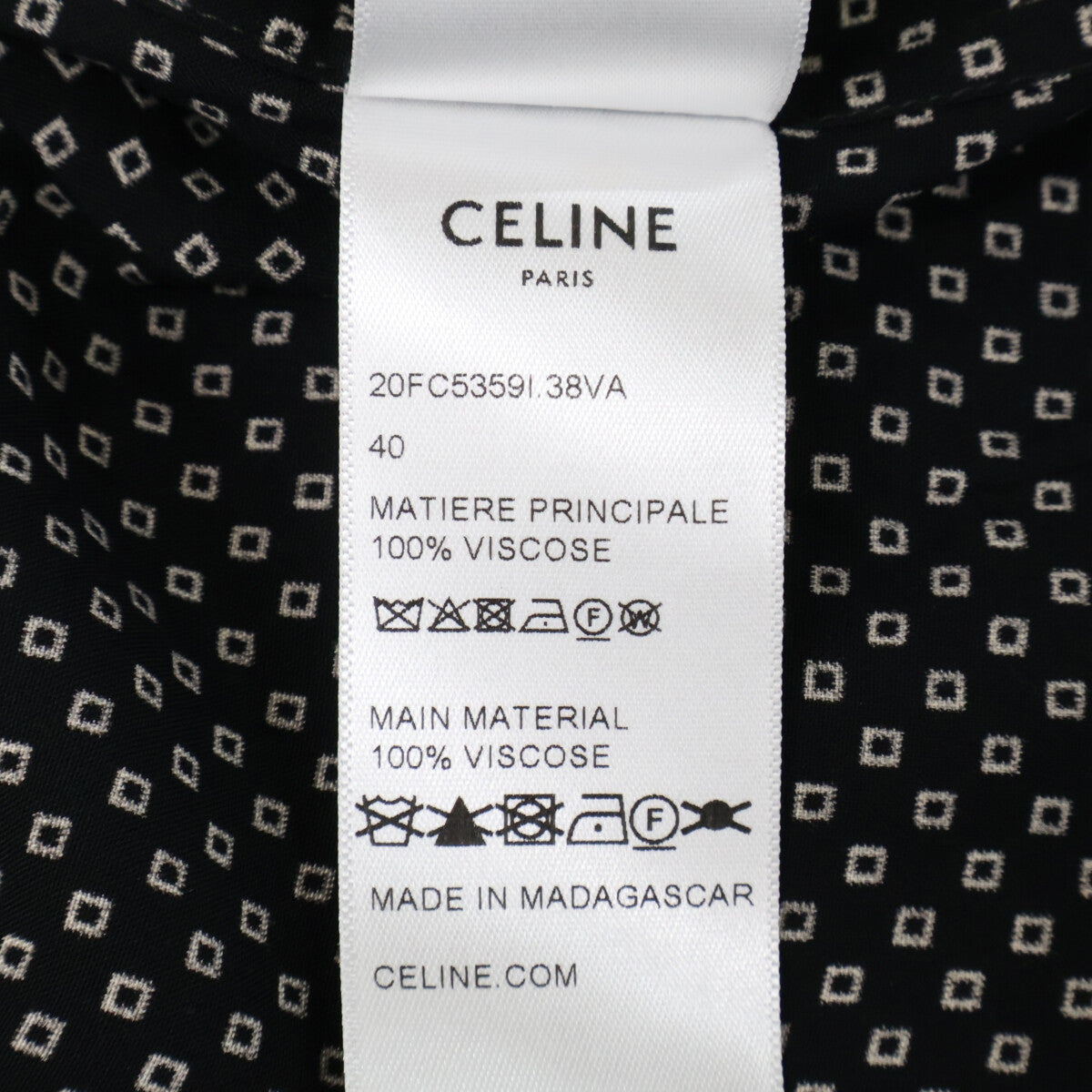 CELINE セリーヌ 20FC5359I.38VA ブラック 小紋柄 長袖シャツ トップス