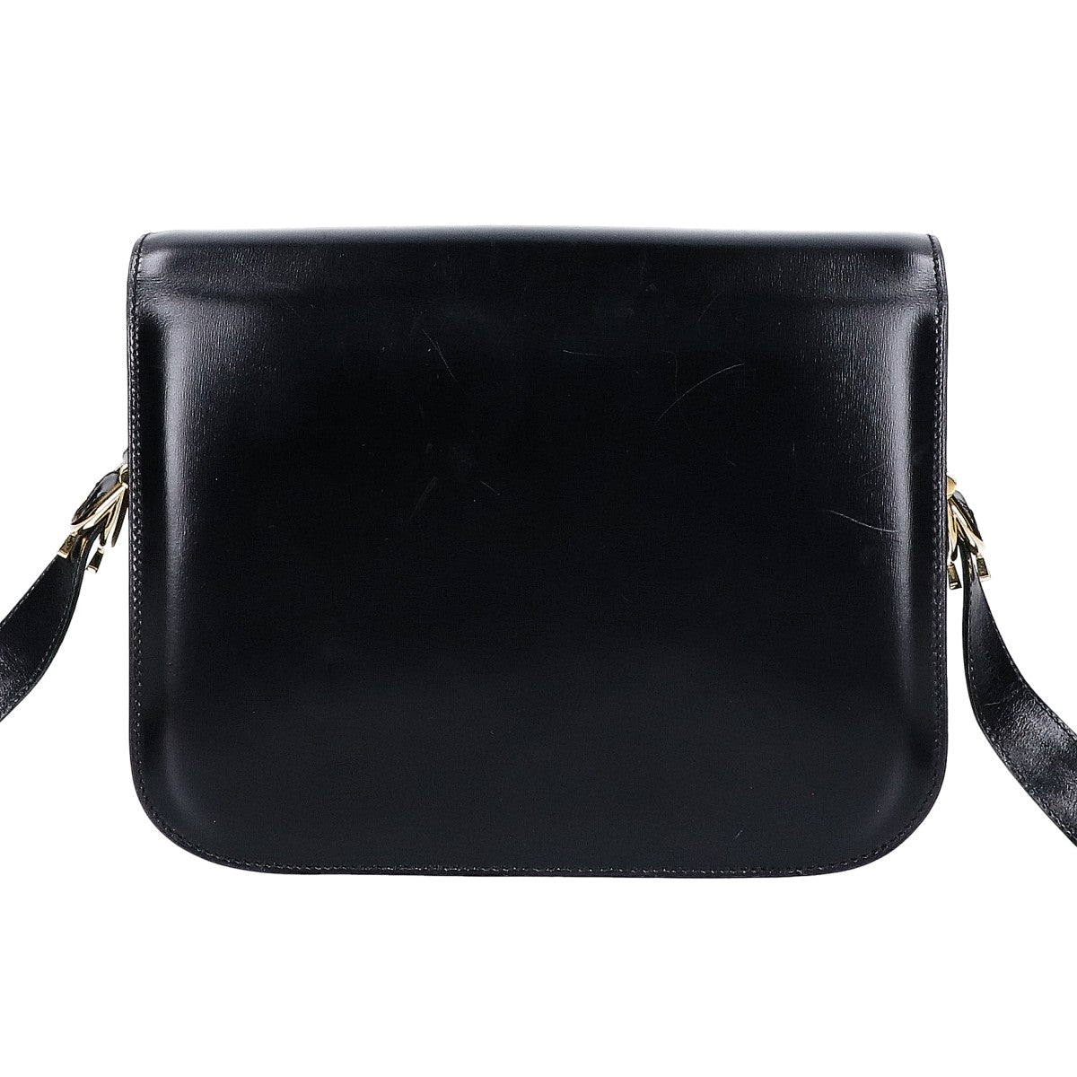 CELINE セリーヌ ヴィンテージ 馬車金具 レザー フラップ ショルダーバッグ