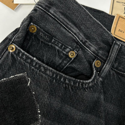 POLObyRalphLauren ポロラルフローレン ブラック パッチワークデニムパンツ ボトムス