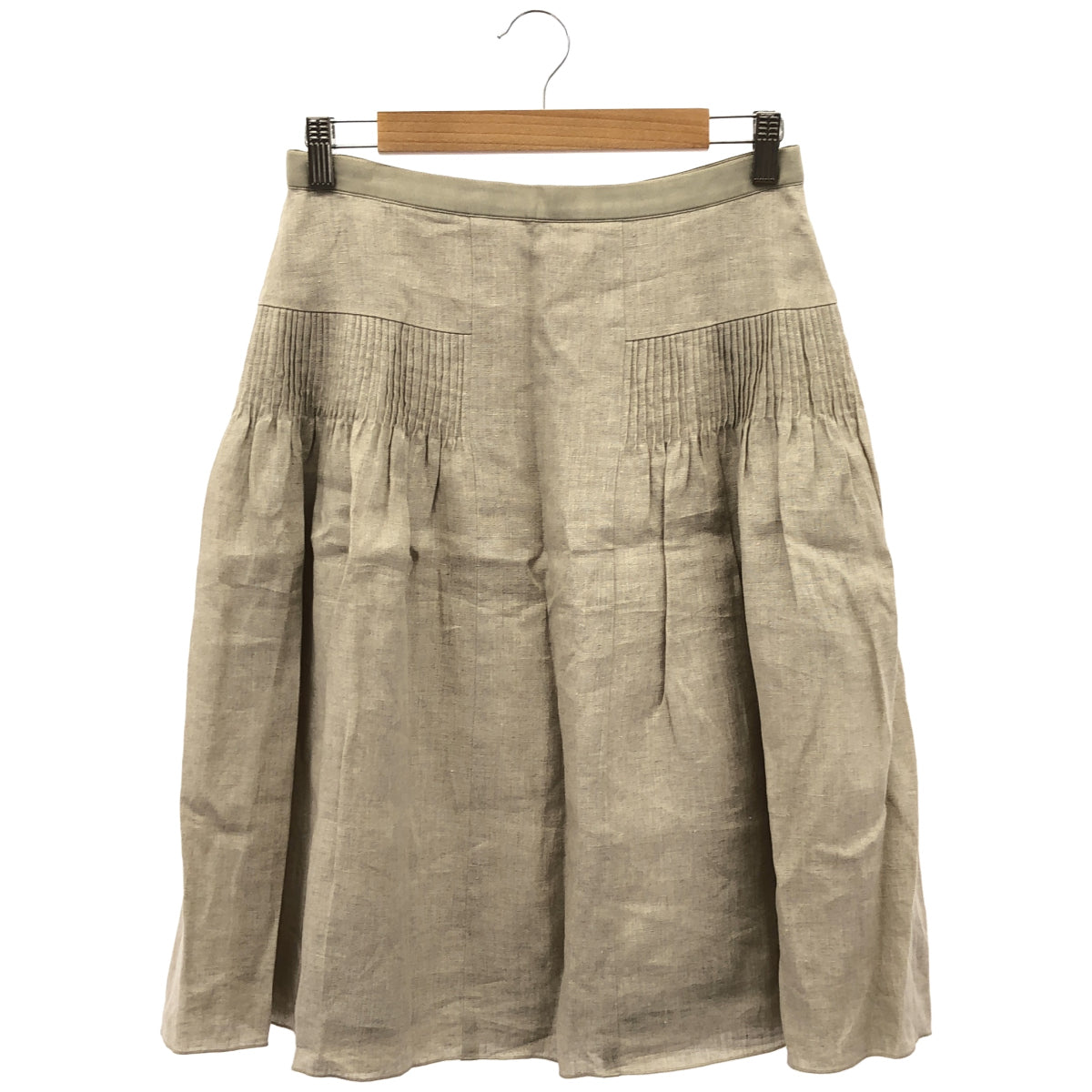 FOXEY フォクシー 36788 ベージュ ピンタックギャザー リネン スカート ボトムス